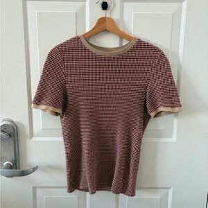 Mango Beige and Burgundy Knit Top